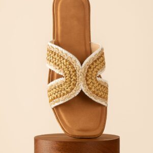 slipper |cross x pattern|colour:beige